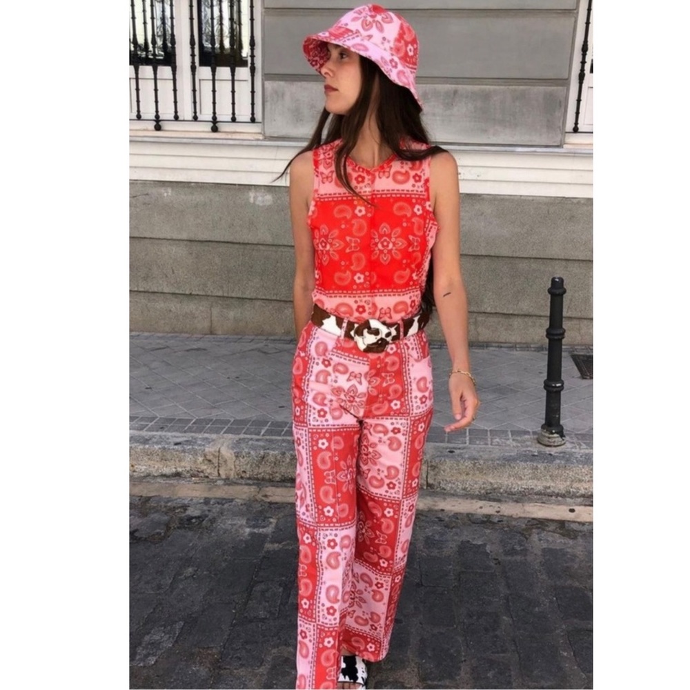 Lisa Says Gah Red Paisley Straight-Leg Jeans - Picture 13 of 13